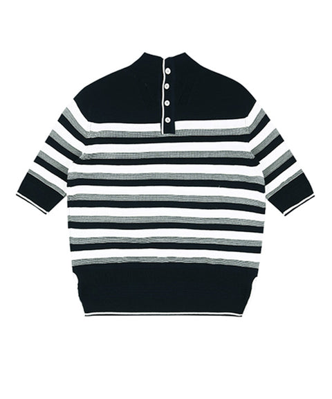 AVEN Hampton Striped Mid-Neck Knit - Navy