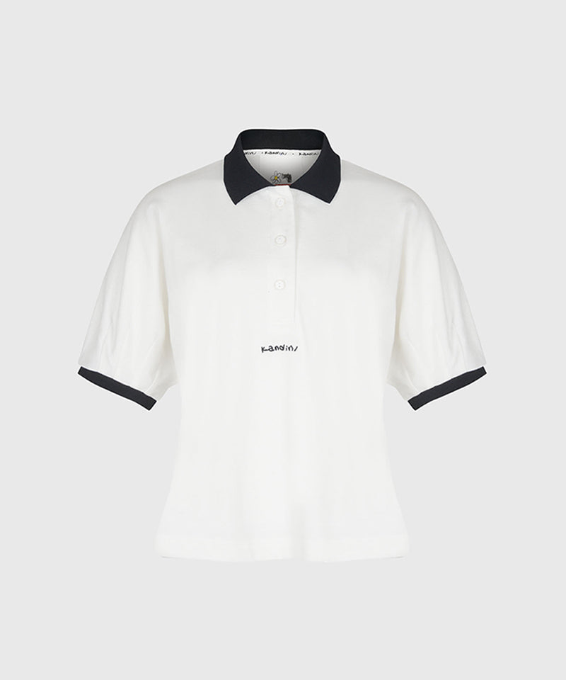 KANDINI Vivid Raglan Polo - Ivory