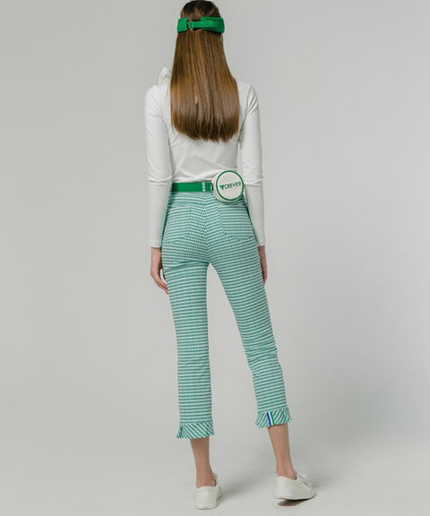 CREVE NINE: Women's Argyle Motif Pants - Green