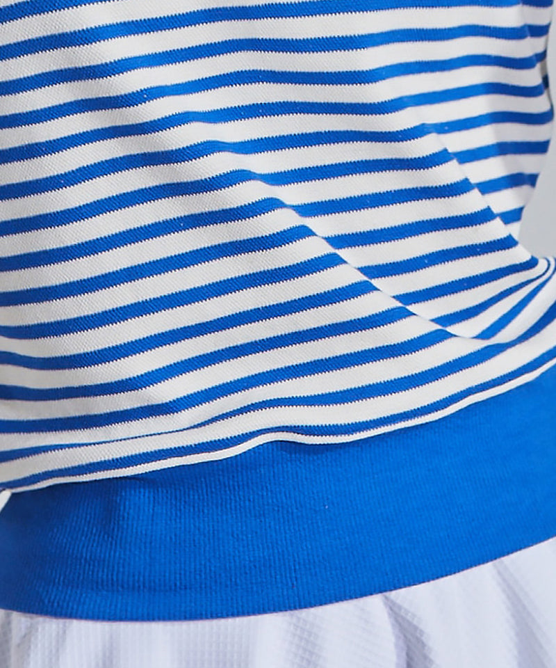 CHUCUCHU Open Collar Stripe Vest - Blue