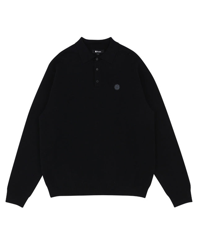 AVEN Men's Signature Flower Jacquard Wool Knit - Black