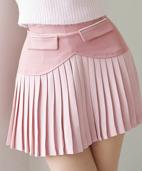 J.Jane Heart Shape Pleats Skirt - Pink