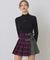 KANDINI Mixed Check Pleats Skirt - Navy