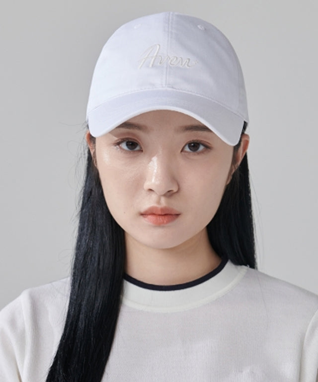AVEN Cursive Embroidery Ball Cap - White