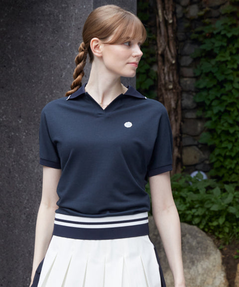 AVEN Women's Raglan Relaxed Fit Polo Shirt - Navy