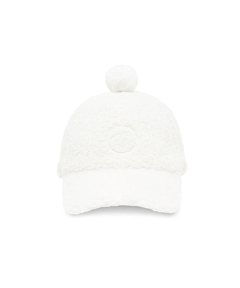 PIV'VEE Earflap Shearling Cap - Cloud White
