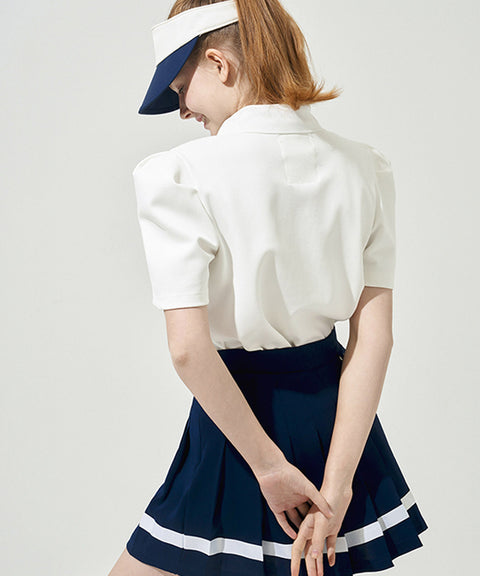 KANDINI Polo Shirts With Puff Sleeve / Short - White