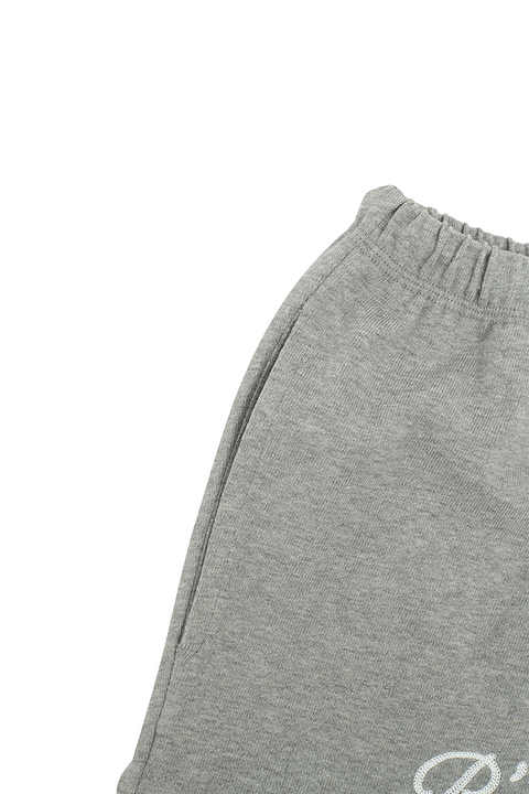 PIV'VEE Embroidered Drawstring Shorts - Heather Grey