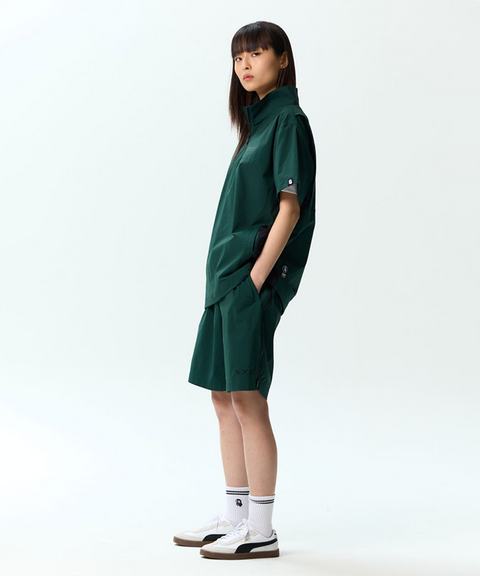 Jamie West Half Zip-up Ventilation Stand Collar P-Shirts - Green