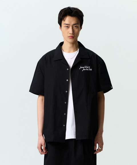 Jamie West JWGC Lettering Open Collar Set-up Shirts - Black