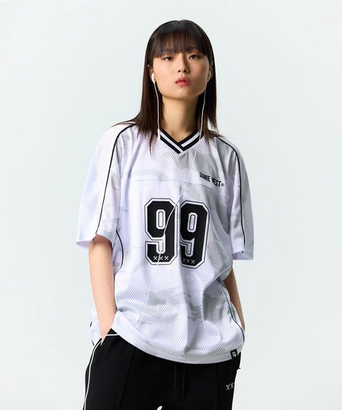 Jamie West No.99 Vneck Mesh Camo T-Shirts - White