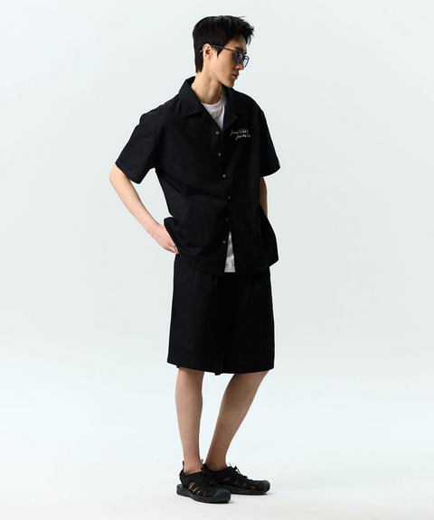 Jamie West Onetuck Wide Set-up Shorts - Black