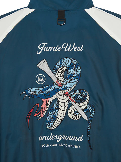 Jamie West Reversible Highneck Souvenir Jacket - Blue