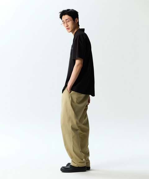 Jamie West Woven Combined Point P-Shirts - Black