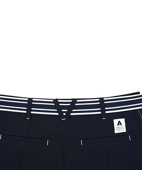 AVEN Seersucker Belted Half Pants - Navy