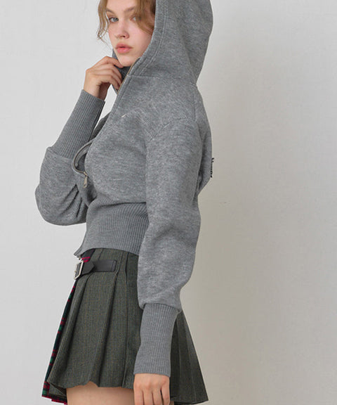 [Warehouse Sale] KANDINI Mixed Check Pleats Skirt - Navy