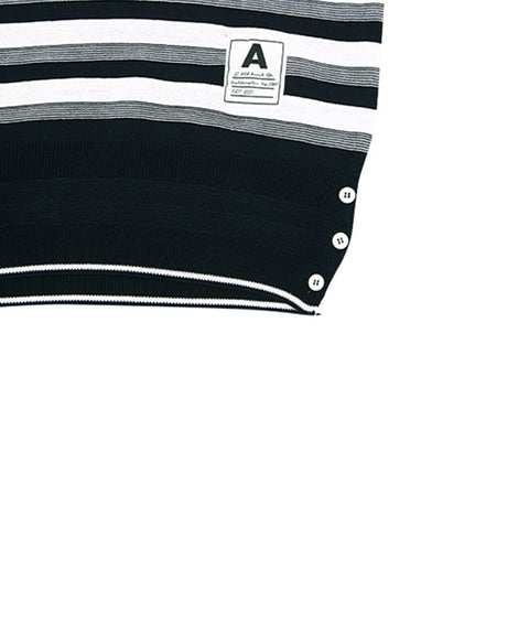 AVEN Hampton Striped Mid-Neck Knit - Navy