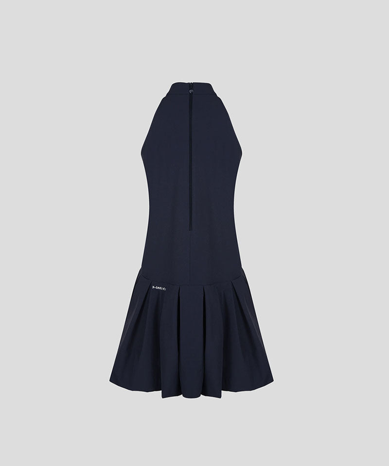 KANDINI Breezy Flare Halter Dress - Navy