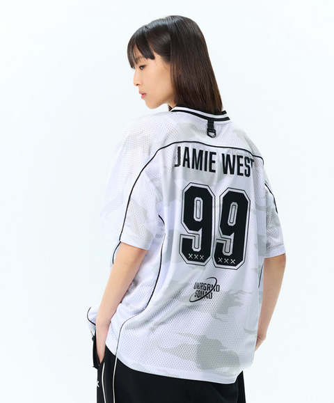 Jamie West No.99 Vneck Mesh Camo T-Shirts - White