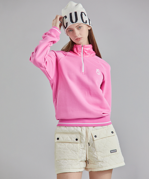 Mixed Half Zip-Up Top - 2 Colors