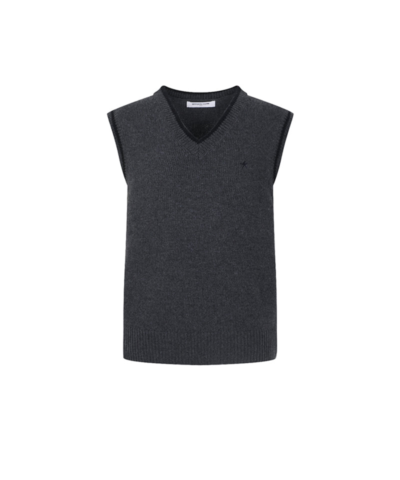 Monday Flow Logo Warm Knit Vest - Navy