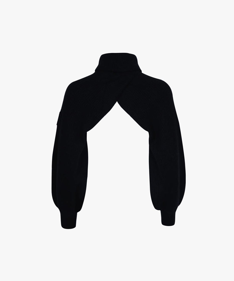 CREVE NINE: Swing High Neck Bolero - Black