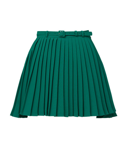 J.Jane Unbalanced Belt Pleats Skirt - Green