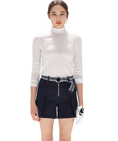 AVEN Seersucker Belted Half Pants - Navy