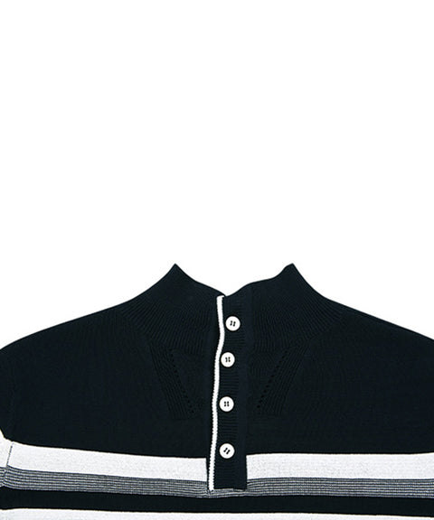 AVEN Hampton Striped Mid-Neck Knit - Navy