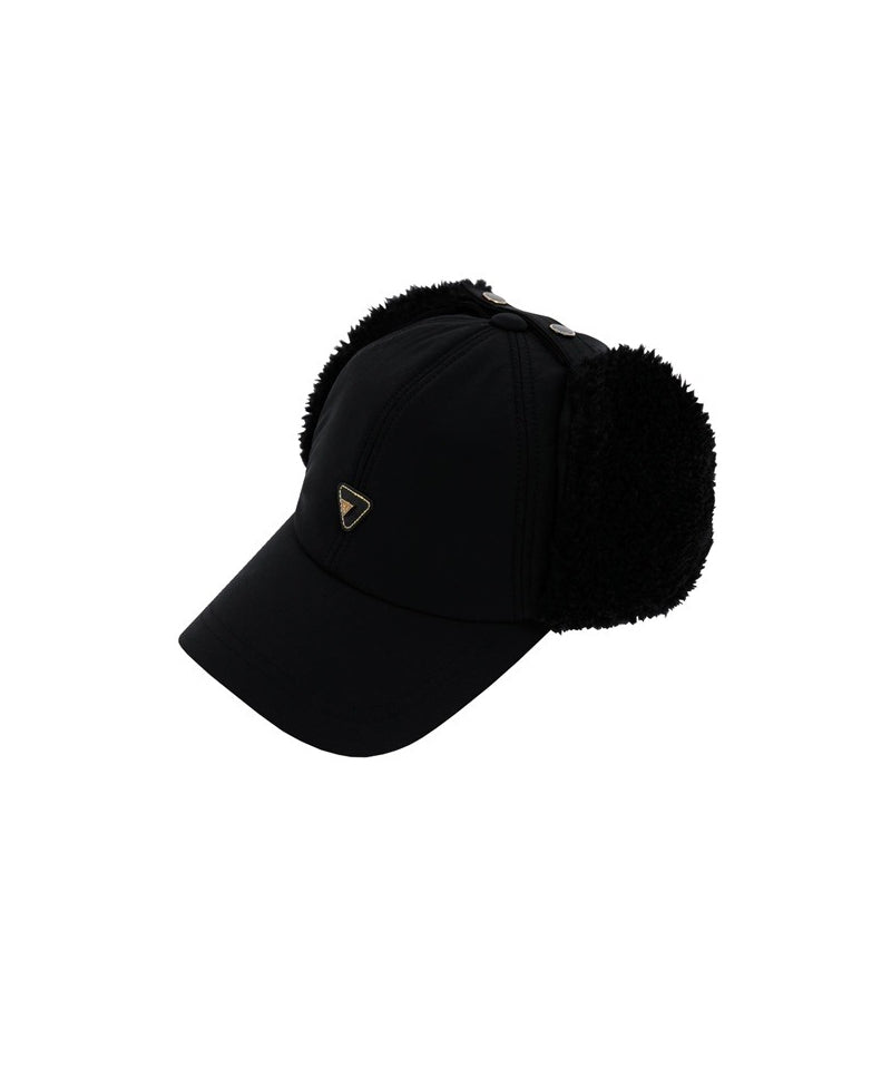 CREVE NINE: Fleece Warm Earmuff Ball Cap - Black