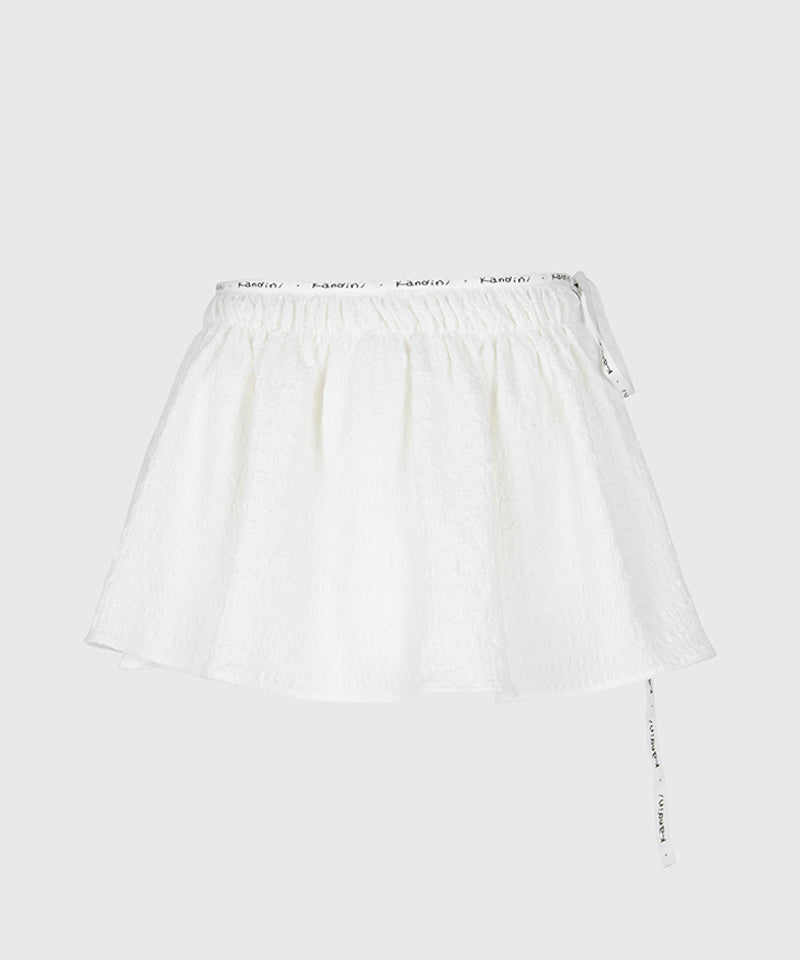 KANDINI Flowy Seersucker Wrap Skirt - White