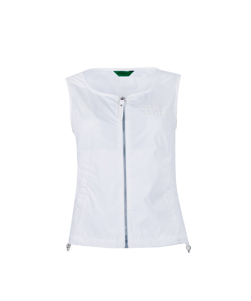 CREVE NINE: Jersey Mix Woven Vest - White