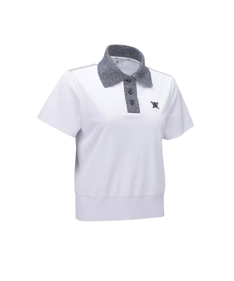 [Warehouse Sale] ANEW Golf Women's Knit Collar Loose Short T-Shirt - White