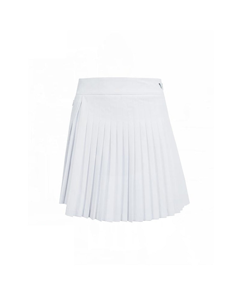 CREVE NINE: Banding Swing Pleated Skirt - White