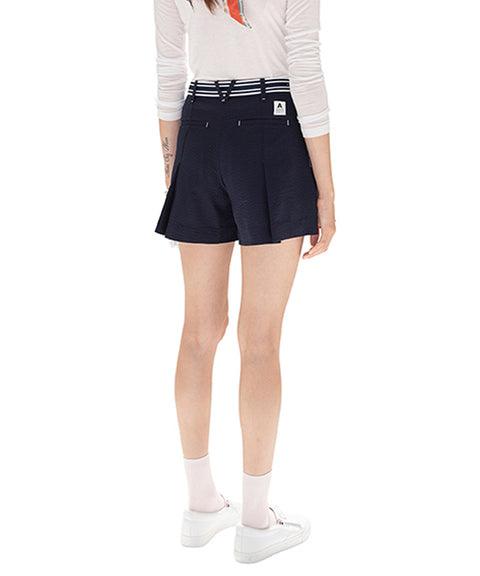 AVEN Seersucker Belted Half Pants - Navy