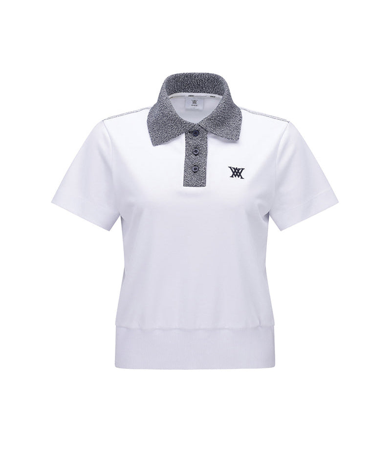 ANEW Golf Women's Knit Collar Loose Short T-Shirt - White