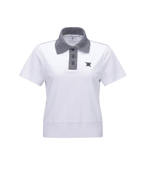 [Warehouse Sale] ANEW Golf Women's Knit Collar Loose Short T-Shirt - White