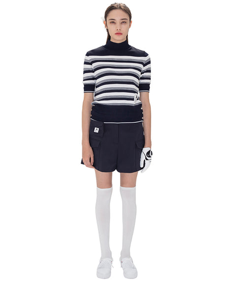 AVEN Hampton Striped Mid-Neck Knit - Navy