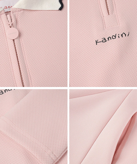 KANDINI Zip-Up Flared Dress - Pink