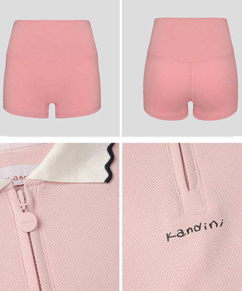 KANDINI Zip-Up Flared Dress - Pink