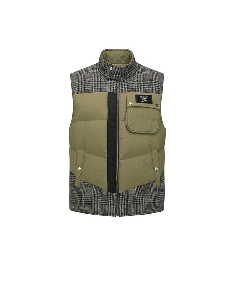 ANEW Golf: Men's Check Mix Down Vest - Khaki