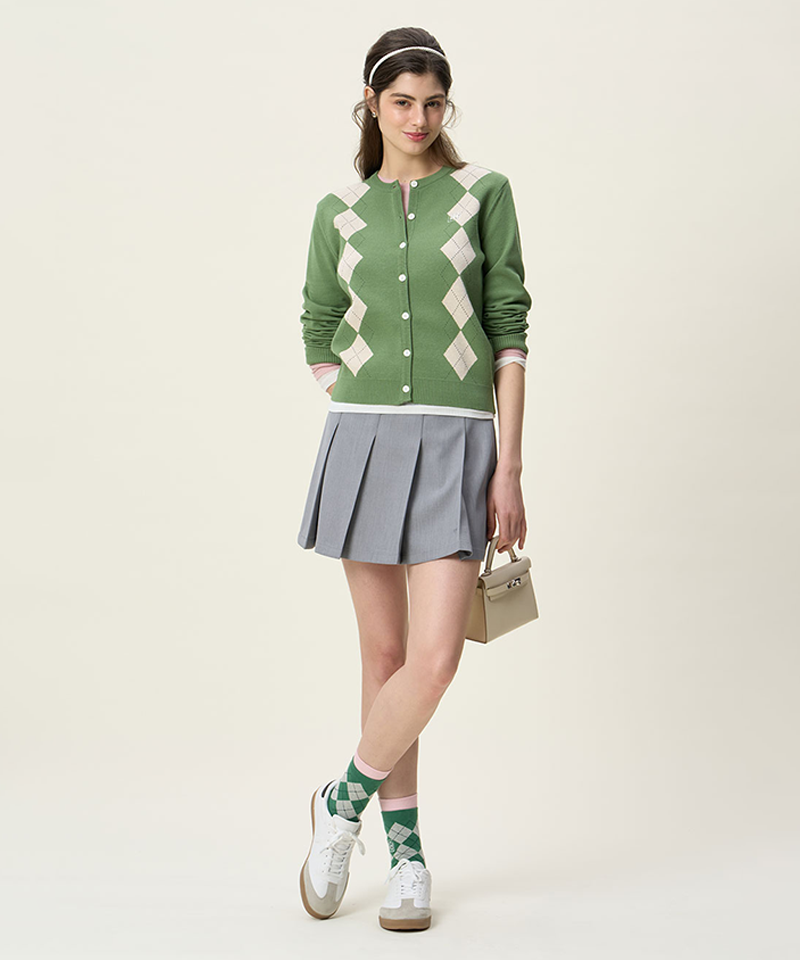 [Season End] FORDI Argyle Ankle Socks - Moss Green