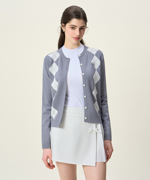 FORDI Argyle Knit Cardigan - Gray