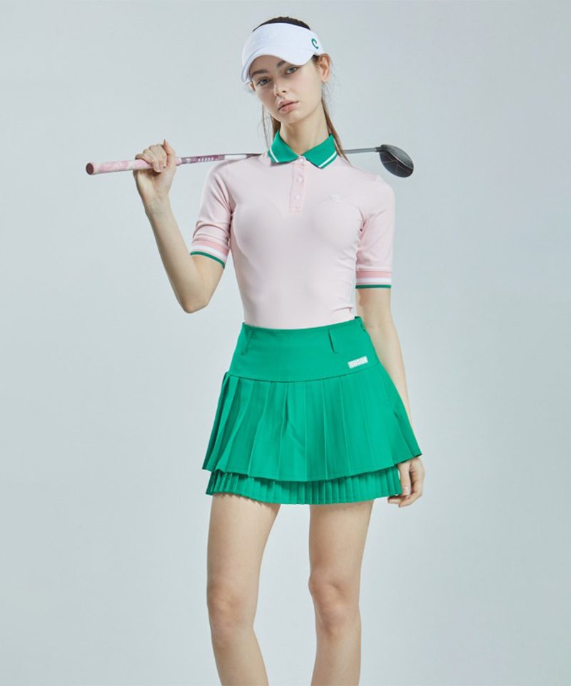 CHUCUCHU Double Pleated Skirt - Green
