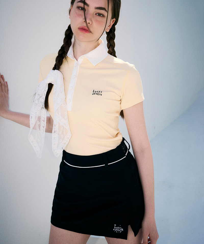 KANDINI EdgeLine Short Sleeve Polo (Ribbed Ver.) - Lemon