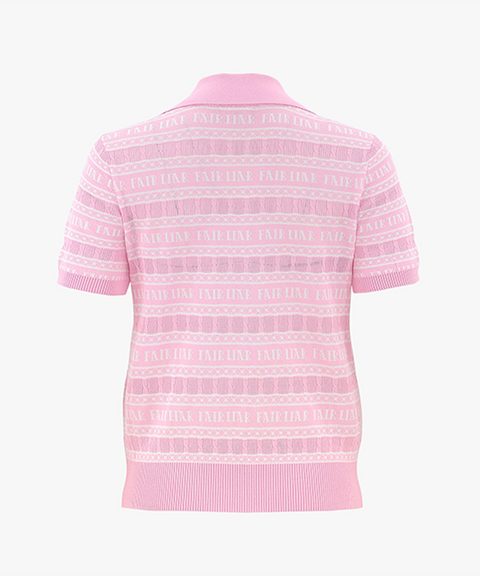FAIRLIAR Jacquard Short Sleeve Knit - Pink