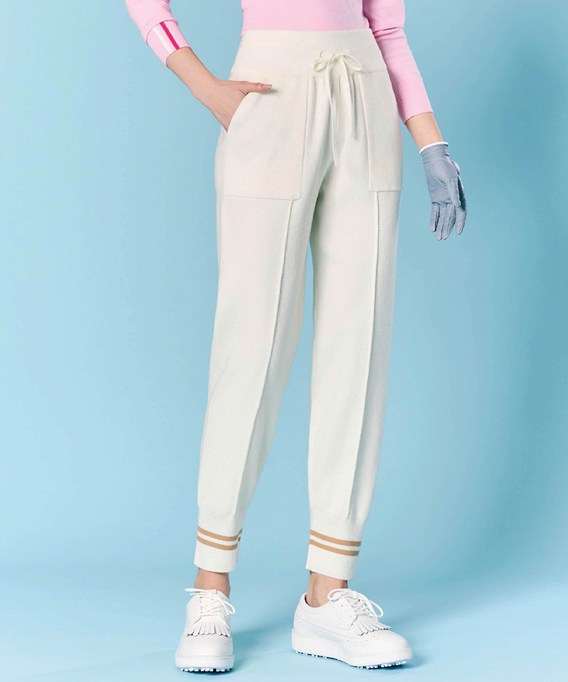 Pintuck-Line Knit Jogger Pants - 2 Colors