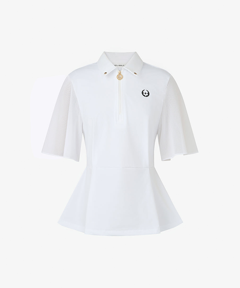 GFJ Golf Women's Half Zip Polo - White