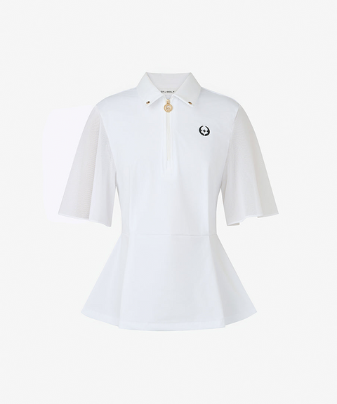 GFJ Golf Women's Half Zip Polo - White