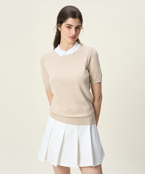 FORDI Collar short sleeve knit ver.2 - Beige